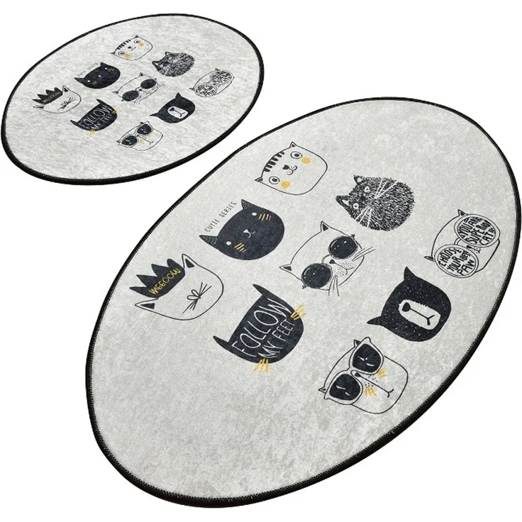Mijolnir 'Cutie' Badematten-Set (2-teilig), Schwarz / Weiß – Bild 2