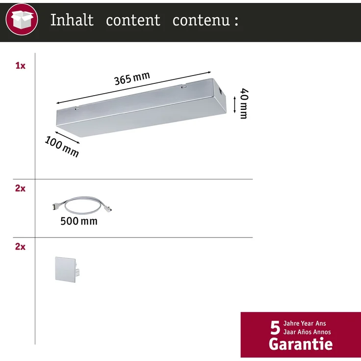 Paulmann Einspeisung für Lichtleiste Linion Power Box 120 W Kunststoff chrom matt – Bild 5