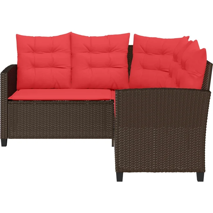 vidaXL Outdoor-Sofagarnitur 2 stk. 5-Sitzanzahl Braun und Rot 4103878 – Bild 7