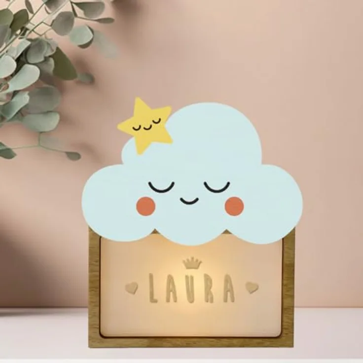 WONDEE Personalisierte Geschenke Baby, Nachtlicht Baby Wolke, Geschenke zur Geburt, Taufgeschenke für Mädchen und Jungen Personalisierte - Nachttischlampe kinder, baby geschenk personalisiert