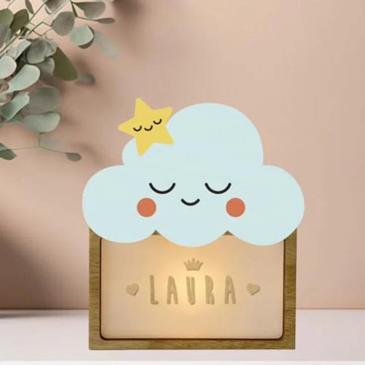 WONDEE Personalisierte Geschenke Baby, Nachtlicht Baby Wolke, Geschenke zur Geburt, Taufgeschenke für Mädchen und Jungen Personalisierte - Nachttischlampe kinder, baby geschenk personalisiert – Bild 1