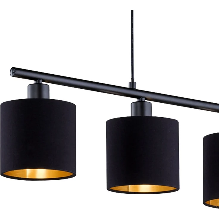 Hängeleuchte, Textil, schwarz-gold, 4 Flammig, L 75 cm – Bild 6