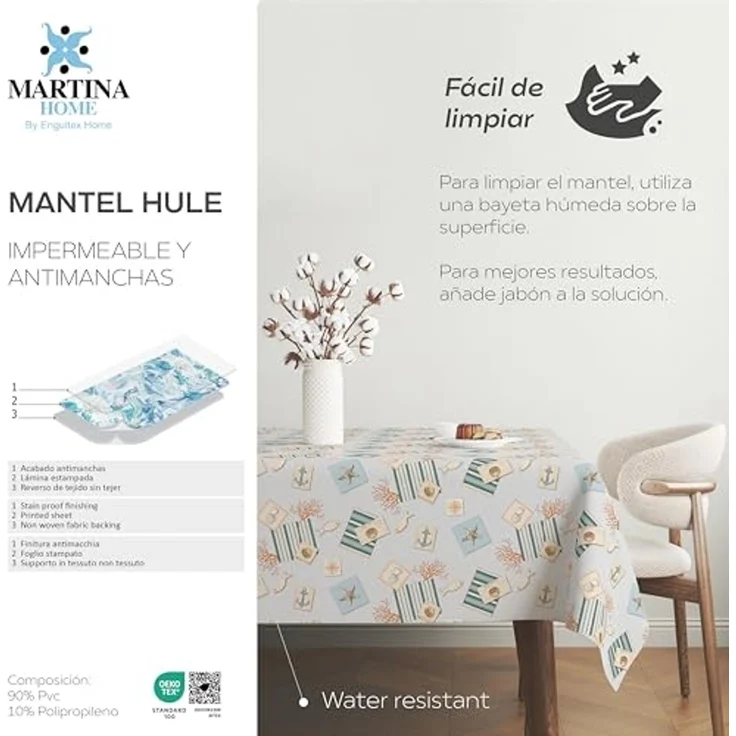 Martina Home Wachstuchtischdecke, Recife, Blau, 200x140 cm – Bild 4