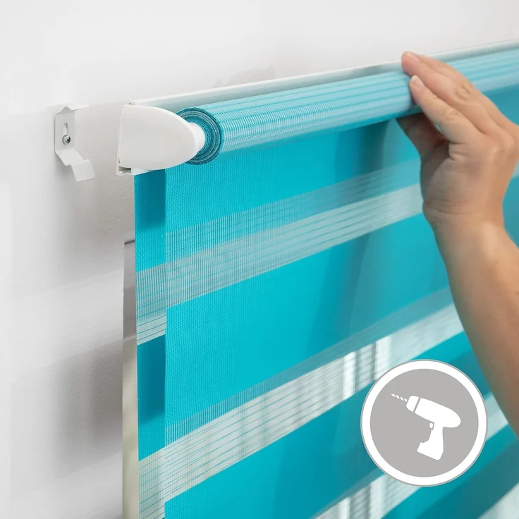 Lichtblick Sonnenschutzsysteme GmbH Doppelrollo Kopenhagen 55 cm x 150 cm (BxL) Blau modernes Duo Rollo; Klemm- und schraubbar; Lichtdurchlässig und blickdicht – Bild 6