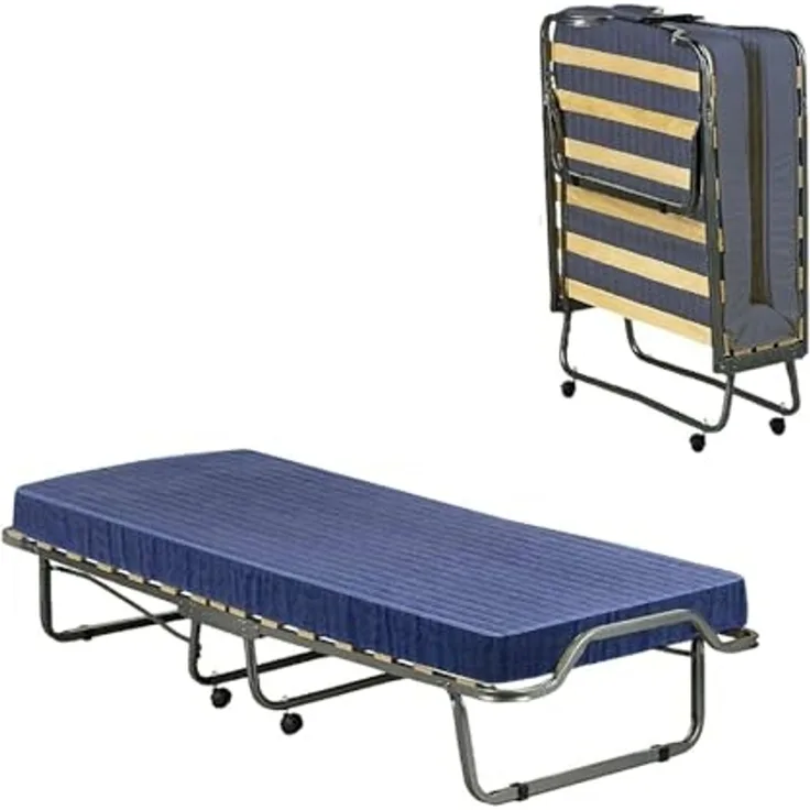 Talamo Italia - Klappbett Rosalba, Feldbett mit 15 Latten, platzsparendes Kinderbett, 100% Made in Italy, 80 x 200 x 40 cm, inklusive Matratze