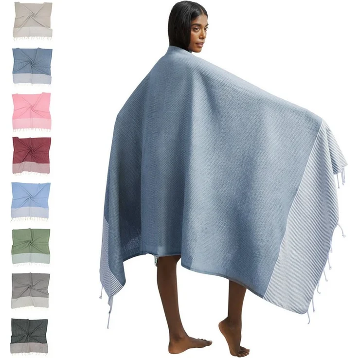 furora HOLIDAY Saunatuch Strandtuch Hamamtuch: groß 100x200 cm Saunatuch, Strandhandtuch dünn, Strandtuch Saunatuch aus 100% Baumwolle Strandtuch Set – Bild 1