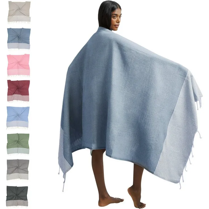 furora HOLIDAY Saunatuch Strandtuch Hamamtuch: groß 100x200 cm Saunatuch, Strandhandtuch dünn, Strandtuch Saunatuch aus 100% Baumwolle Strandtuch Set