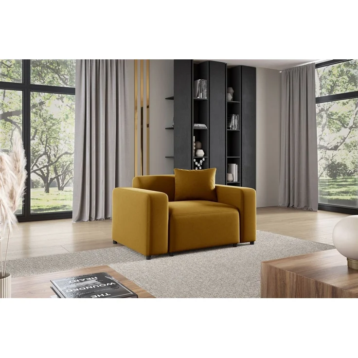 Sessel Designersessel MEGAN in Stoff Salvador Honiggelb – Bild 1