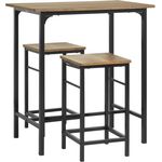 SoBuy OGT10-PF Bartisch-Set mit 2 Hockern, MDF, PVC-Furnier, Helle Eiche, 80 x 87 x 50 cm