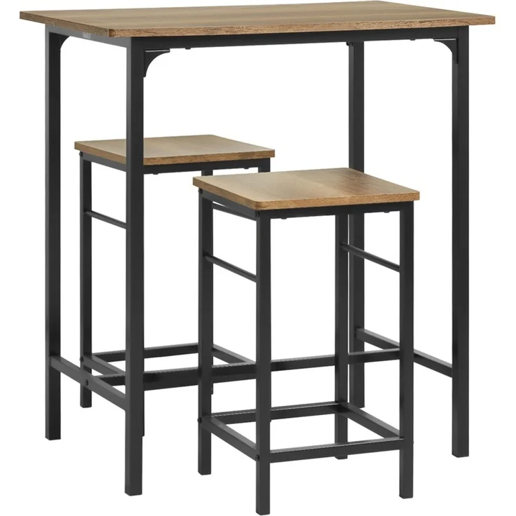 SoBuy OGT10-PF Bartisch-Set mit 2 Hockern, MDF, PVC-Furnier, Helle Eiche, 80 x 87 x 50 cm – Bild 1