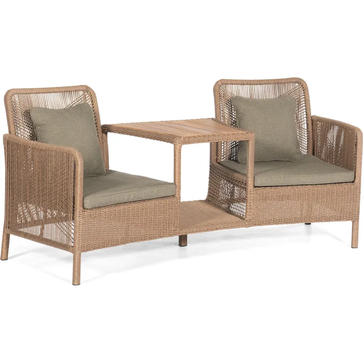 Sonnenpartner Duo-Loungesessel Luna Aluminium mit PE-Bespannung natural honey Relaxsessel