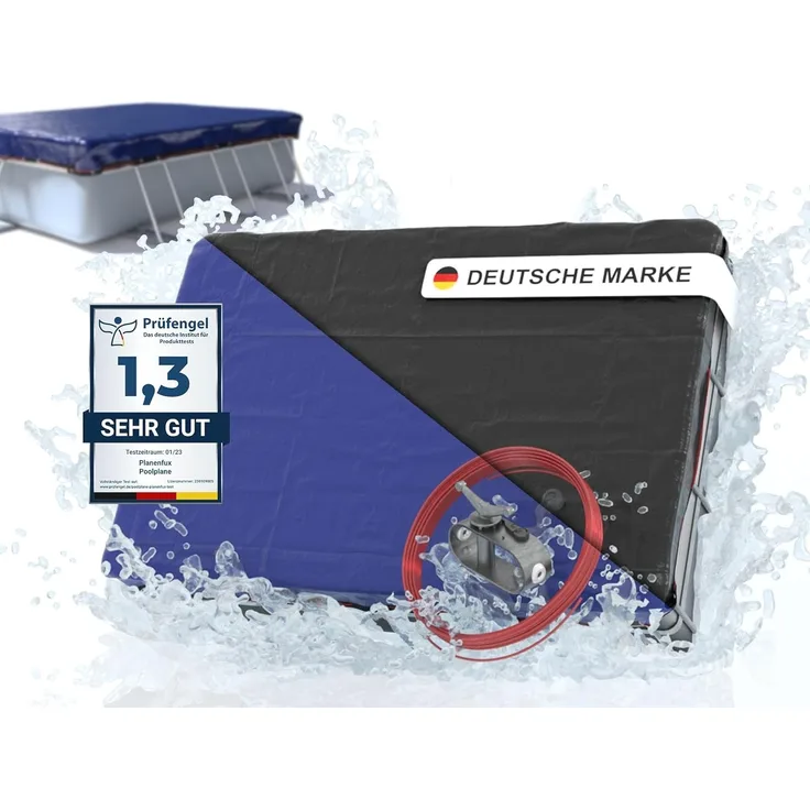 Planenfux® Pool-Abdeckplane Poolplanen rechteckig PE Material - Blau (PARENT), 280-320 x 180-220 cm Pool Abdeckung aus starkem 200g/m² PE Material