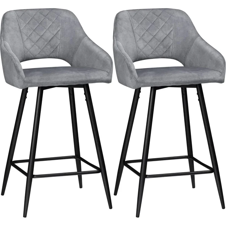 HOMCOM Barhocker Bistrohocker mit Fußstütze (Thekenhocker, 2 St, Barstühle), Stahl Grau 50 x 53 x 94 cm – Bild 1