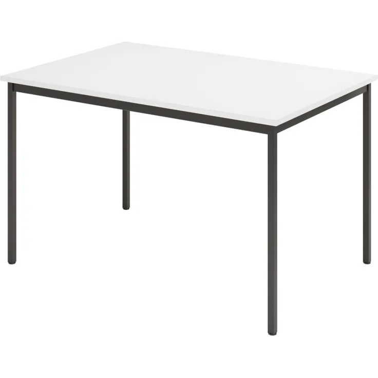 bümö Tisch, Multifunktionstisch 120 x 80 cm in Weiß/Schwarz - Besprechungstisch, Konferenztisch, Meetingtisch, Mehrzwecktisch, Pausentisch, Besprechungsraum, Meetingraum, Pausenraum, VS12-W-D