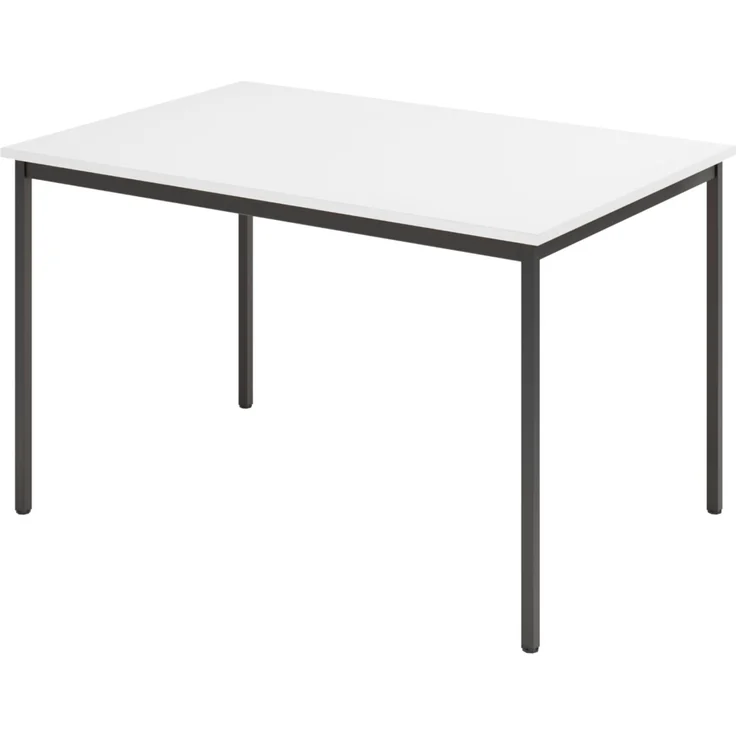 bümö Tisch, Multifunktionstisch 120 x 80 cm in Weiß/Schwarz - Besprechungstisch, Konferenztisch, Meetingtisch, Mehrzwecktisch, Pausentisch, Besprechungsraum, Meetingraum, Pausenraum, VS12-W-D – Bild 1