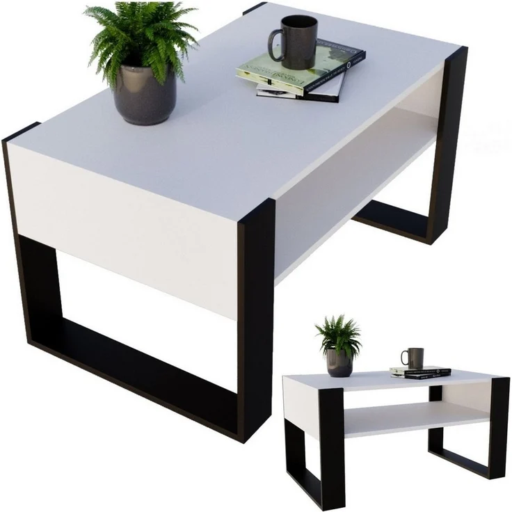 CraftPAK Couchtisch Wohnzimmer Tisch für Couch - mit zusätzlicher Ablagefläche – Bild 5