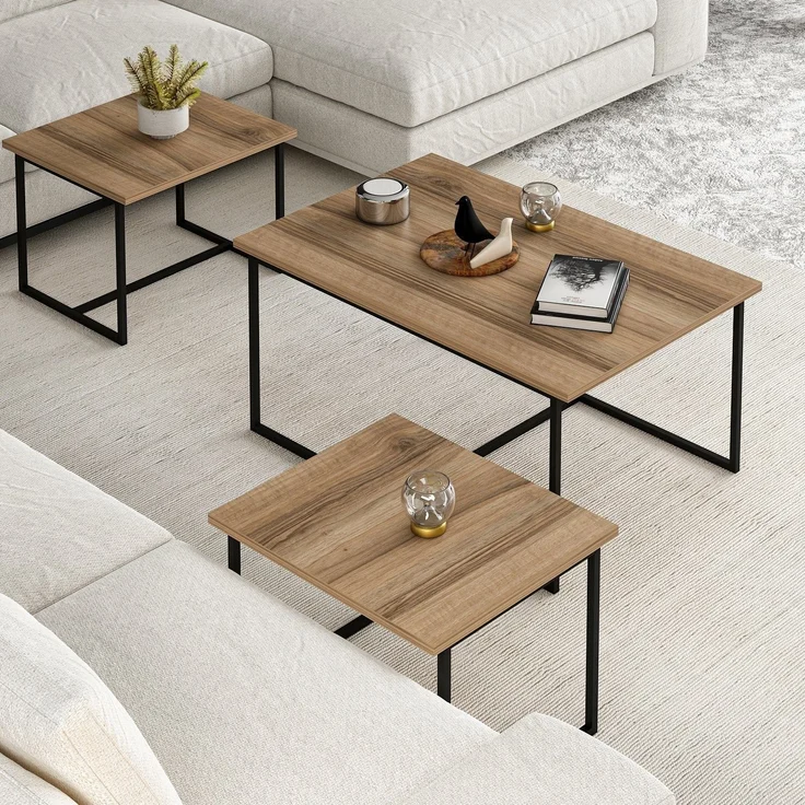 Skye Decor 'Levada - Walnut' Satztisch (3-teilig), Walnuss, 90 x 42 x 60 cm – Bild 3