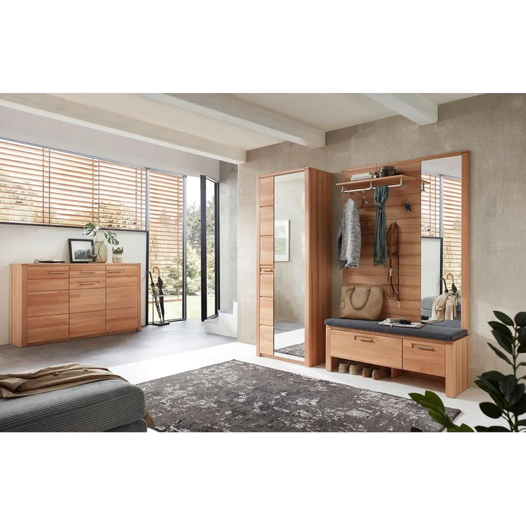Nature ONE Schuhschrank in Kernbuche Teil-massiv FSC-Zertifiziert - Schuhregal mit viel Stauraum für Ihre Schuhe - 160 x 100 x 40 cm (B/H/T) – Bild 4