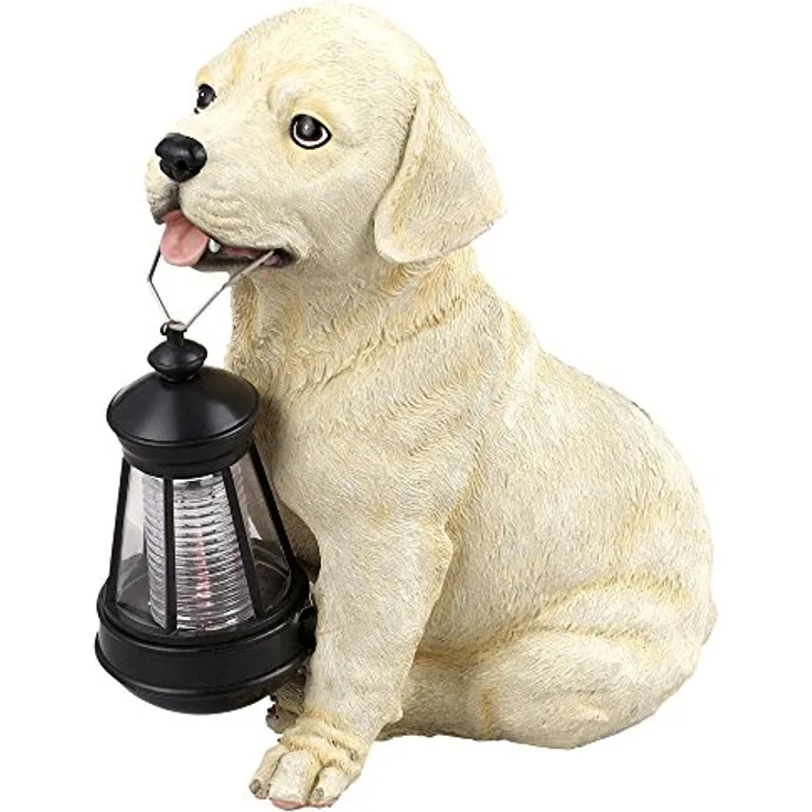 GLOBO 33372 Solar Außenleuchte Hund braun-weiß, wetterbeständig, 1 x LED, 25 cm hoch