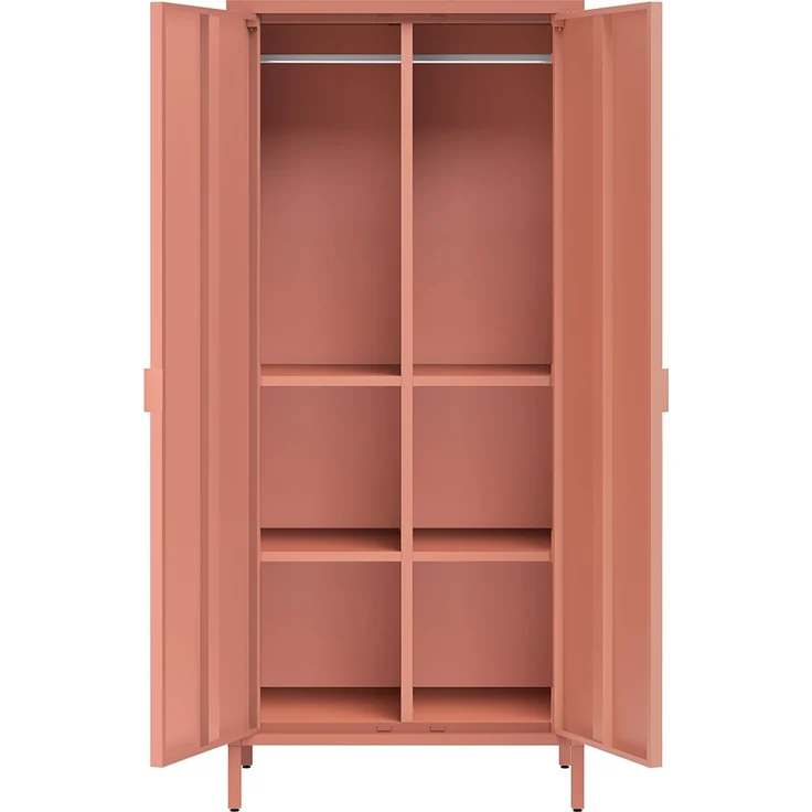 skølm 'Ituri' Kleiderschrank, Metall, 170x45x80 cm, terrakotta, Garderobe mit 4 Fächern und 2 Kleiderstangen – Bild 10