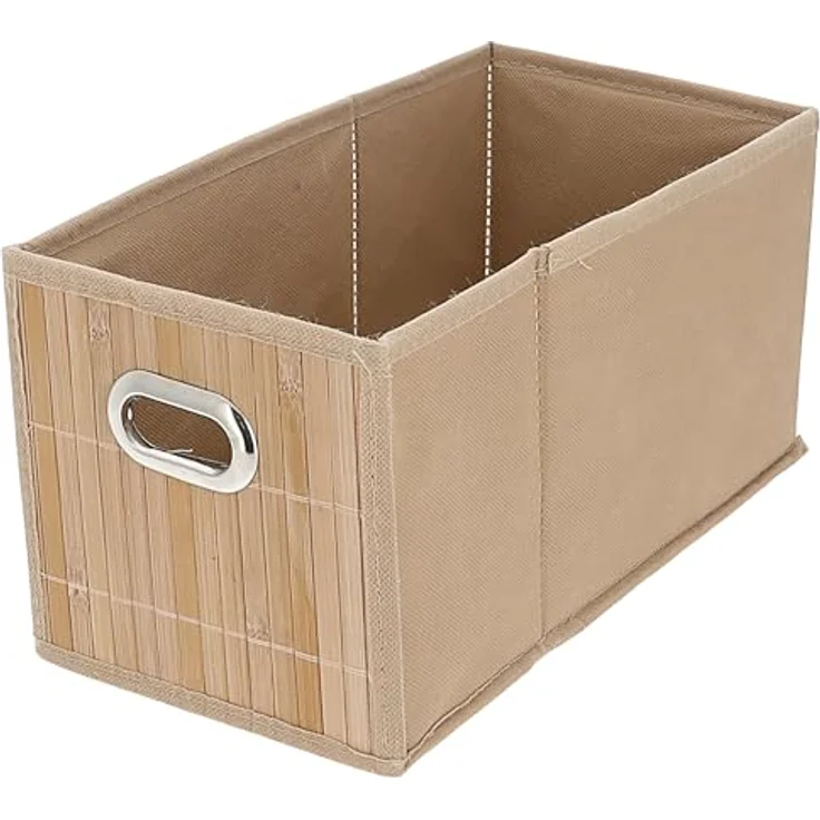 CEPEWA Allzweckkorb Aufbewahrungskorb Bambus 4er Set faltbar 16x16x31cm Metall Grifflöcher – Bild 4