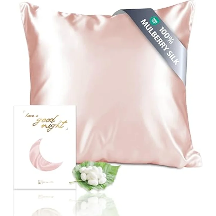 townssilk Beidseitig 100% 19mm Pure Maulbeerseide Kissenbezug, hypoallergen, 40x40cm, 600 Fadenzahl, Dusty Pink, versteckter Reißverschluss – Bild 1