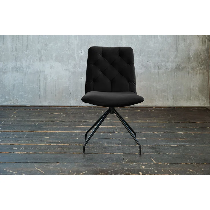 KAWOLA Stuhl NEW CHARME Drehstuhl Esszimmerstuhl Velvet schwarz 87 x 66 x 52 cm – Bild 1