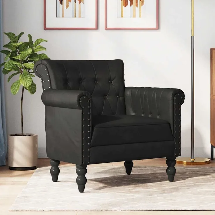 Sessel wohnzimmer, Relaxsessel, Fernsehsessel Schwarz Echtes Ziegenleder