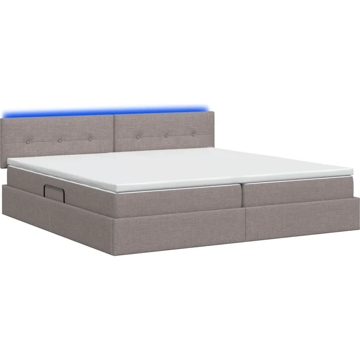 vidaXL LED-Speicherbett mit Matratze Taupe 200x200 cm Stoff 3459087 – Bild 9
