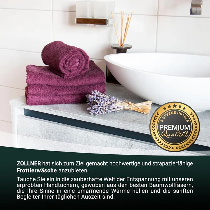 ZOLLNER 2er Set Badetücher, 100% Baumwolle, 100x150 cm, 420g/qm, violett – Bild 5