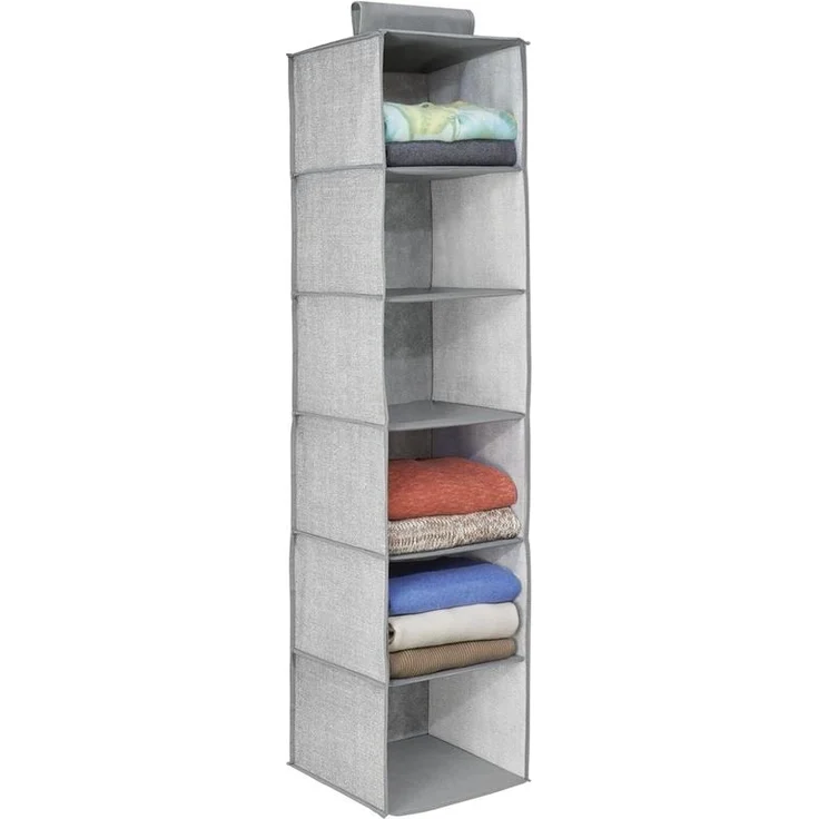 Hängender Stoffschrank mDesign perfekte Hängeaufbewahrung mit 6 Fächern Grau – Bild 1