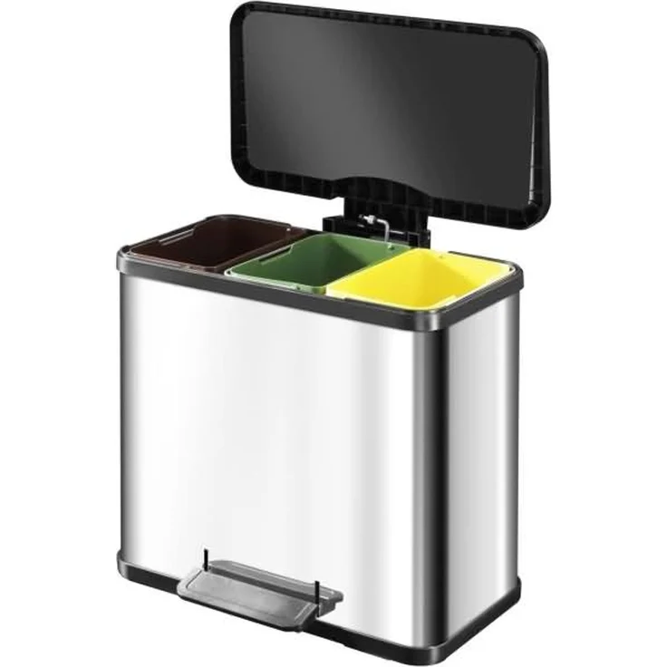 Hailo 'Öko Trio Plus L' Mülltrennsystem, Stahlblech, 27 (3x9) Liter, Edelstahl – Bild 2