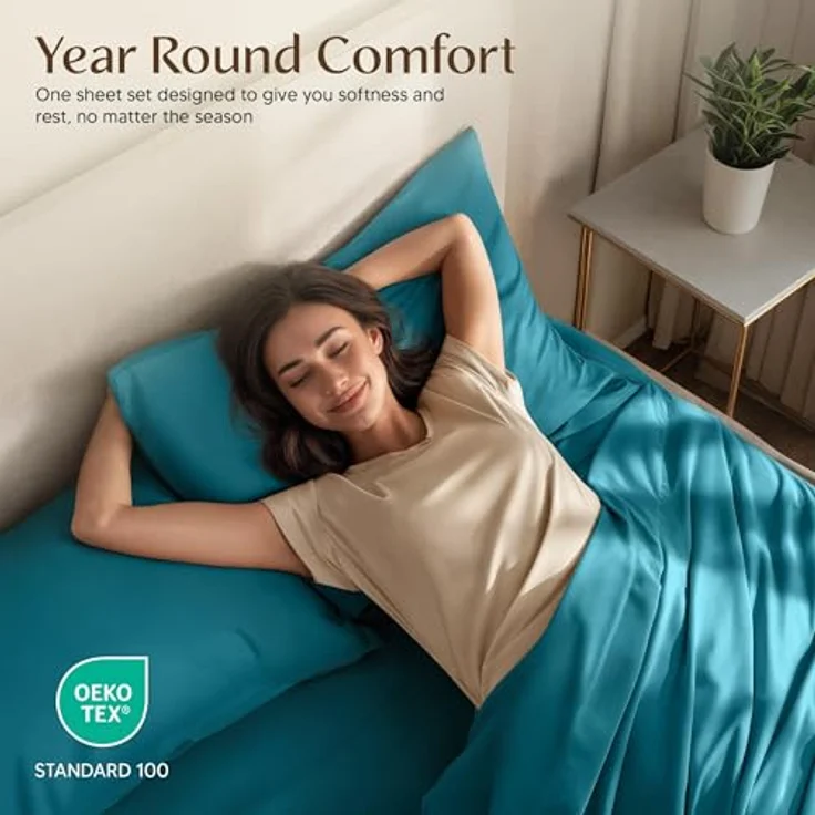 Utopia Bedding Bettwäsche-Set für King-Size-Bett, 4-teilig, gebürstete Mikrofaser, schrumpft und lichtbeständig, pflegeleicht (King-Size-Bett, Denimblau) – Bild 6