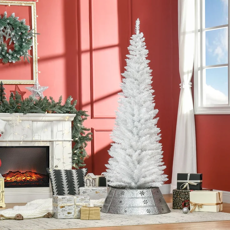 HOMCOM Weihnachtsbaum, Kunststoff, Metall, Weiß, Ø55 x 180H cm – Bild 2