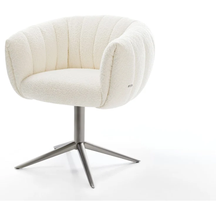Drehstuhl Jada-Flex Bouclé Weiß Fußkreuz Graphit 360° drehbar Wippfunktion Taschenfederkern – Bild 1