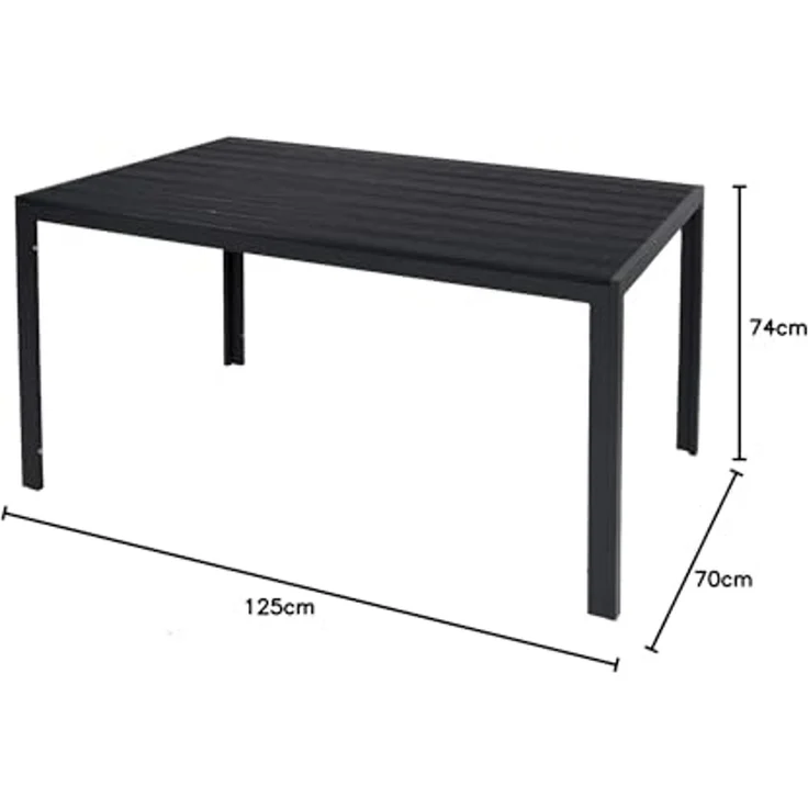 Non-Wood Gartentisch Esstisch Aluminium anthrazit / schwarz 125x70cm – Bild 2