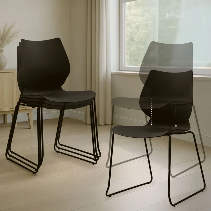 CLP Stapelstuhl Houma mit Rückenlehne Sitzschale aus Kunststoff,schwarz – Bild 4