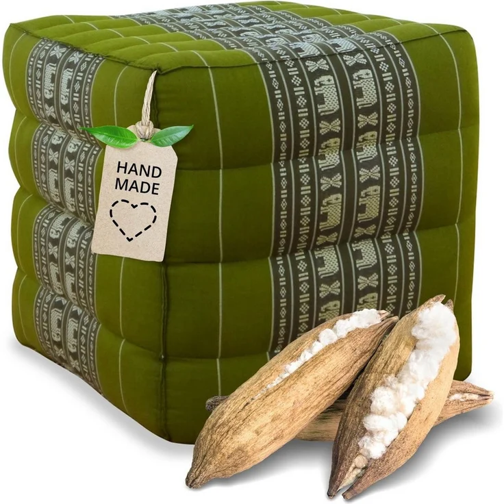 livasia Polsterhocker Würfelkissen - 40x40x40cm - Sitzwürfel, Kapok, vegan, handgefertigt – Bild 1
