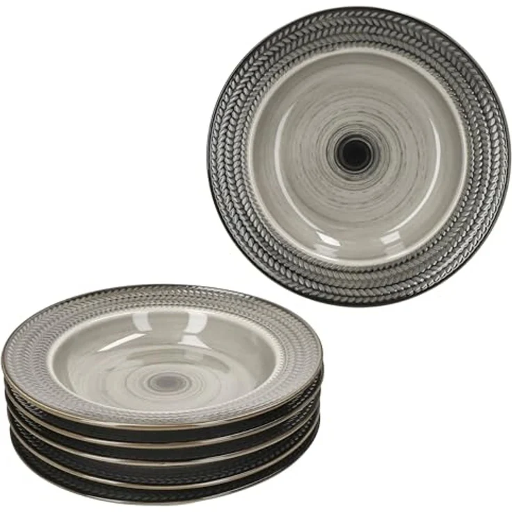 MÄSER Suppenteller Mäser Prospero 6x Suppenteller braun Porzellan tiefe Teller Pasta – Bild 1