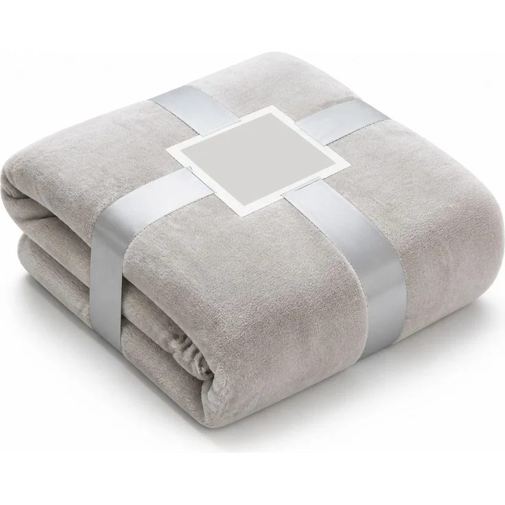 Flanell-Kuscheldecke aus Polyester, extra dick, Grau-Weiß, 120 x 200 cm – Bild 1