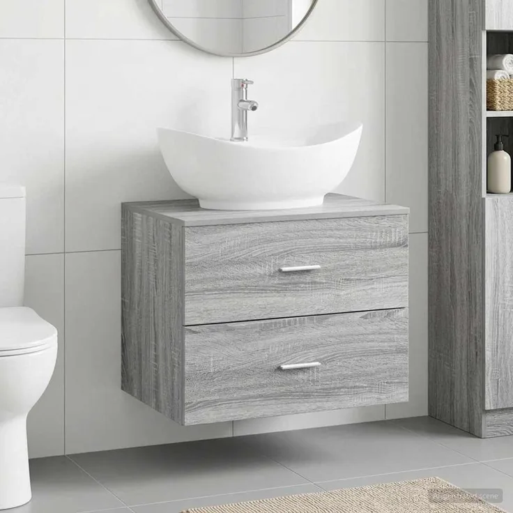 vidaXL Waschbeckenschrank Grau Sonoma 62,5 x 44,5 x 80 cm 3404403