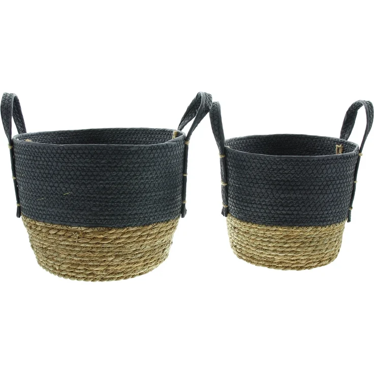Füllkorb Naturblau 2er Set Aufbewahrungskorb Schale Obstkorb Tischdeko Korb – Bild 1