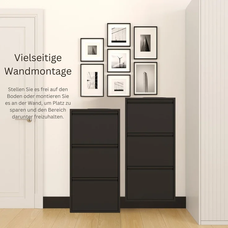 Schuhkipper, Metall 50 x15 x103,5 cm, schwarz RAL 9005 – Bild 3