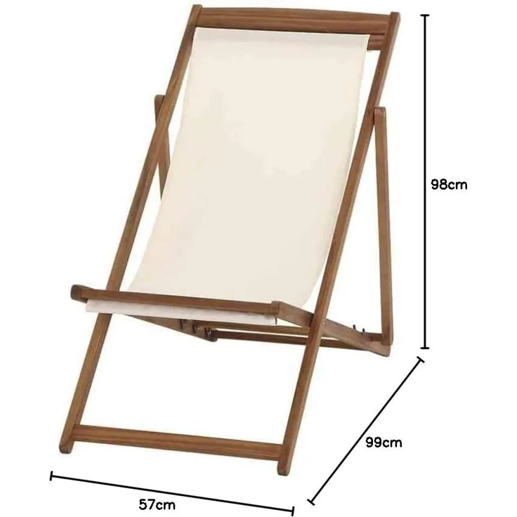 Aviro Beachliege geölt, Bezug in ecru – Bild 2