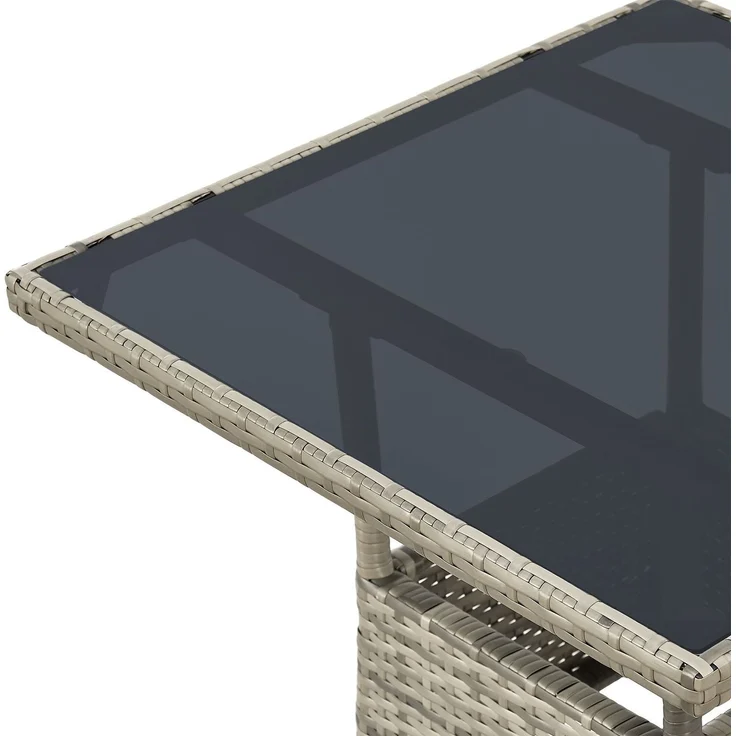 Juskys Polyrattan Gartentisch Yoro wetterfest - Balkontisch 60x60 cm eckig - Rattan Beistelltisch mit Glasplatte - kleiner Tisch für Balkon - Grau – Bild 5