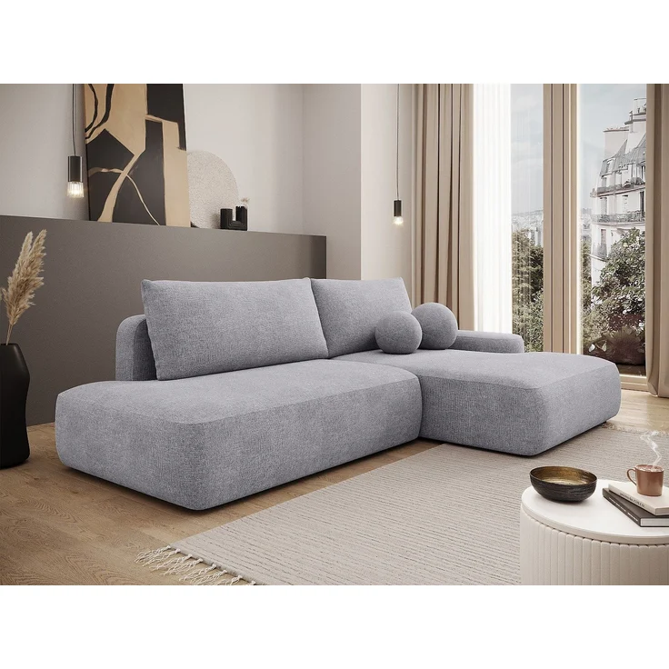 Vente-unique - DAVISO - Schlafsofa - Plastik - Kunststoff (PVC) - Hellgrau - 276 x 164 x 87 cm – Bild 2