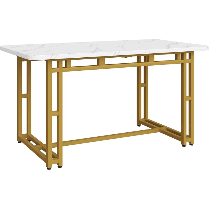 120x70cm Leichter Luxus Esstisch,(1-St), Gestell aus Metall Rechteckiger Esstisch aus Moderner Küchentisch mit Metallbeinen für Esszimmer Wohnzimmer,Golden Tischbeine – Bild 5