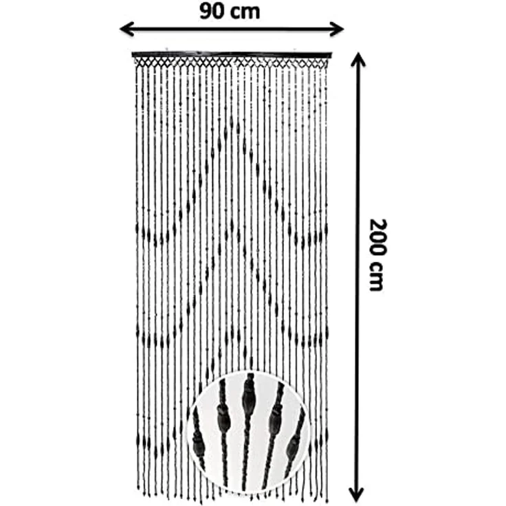 Kobolo Türvorhang Holzperlenvorhang WOOD 200 cm (1 St), Ösen, transparent – Bild 4