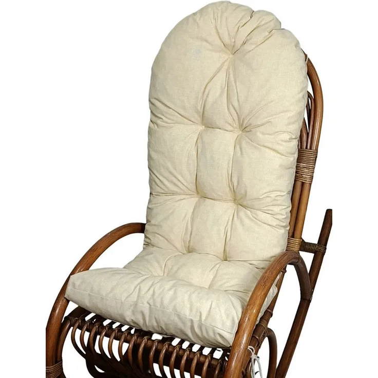 Rattani Polsterauflage Polster, Kissen für Schaukelstuhl, Liegestuhl 130 x 50 x 10 cm, Stoff Uni Living beige. Viele weitere Farben lieferbar.