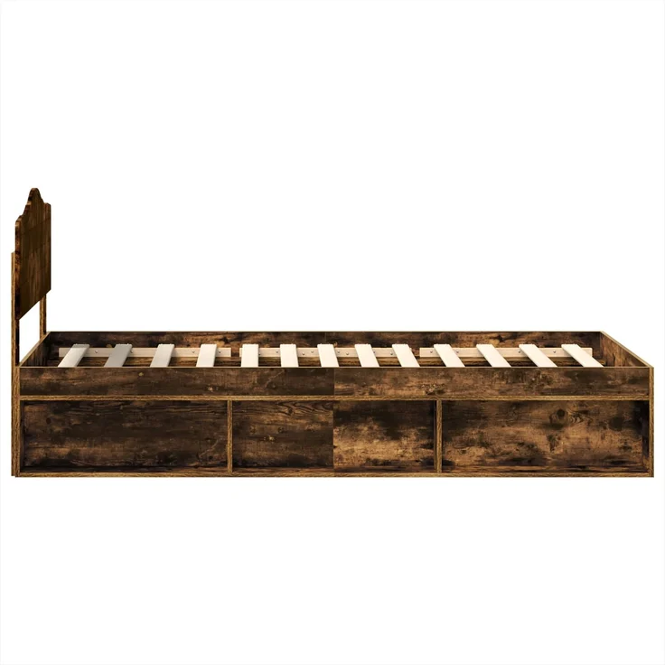 vidaXL Bettrahmen Geräucherte Eiche 90 x 200 cm Massives Kiefernholz 3412947 – Bild 7